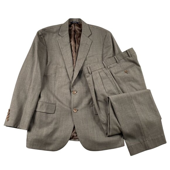 Brooks Brothers Suit Mens 40S (READ) Light Brown 100% Wool Formal Wedding - Picture 1 of 16